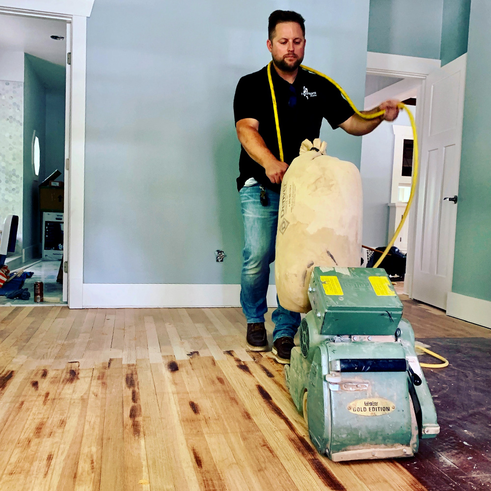 Old wood flooring restoration in The Woodlands / Conroe.