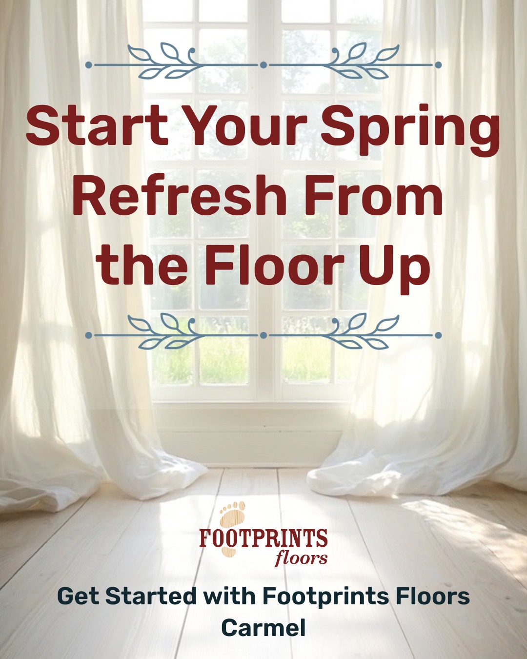 🌼Spring is the perfect time to refresh your home from the ground up 

As you tackle seasonal cleaning, don't forget to take a closer look at your floors. Scratches, dull finishes, and outdated material can diminish your home's beauty.

At Footprints Floors Carmel, we can help homeowners with:

🌸 Refinishing worn hardwood
🌸 Replacing or updating stairs and trim
🌸 Installing new hardwood, tile, or stone flooring

Contact us today at 317-434-1964 for a free estimate!

