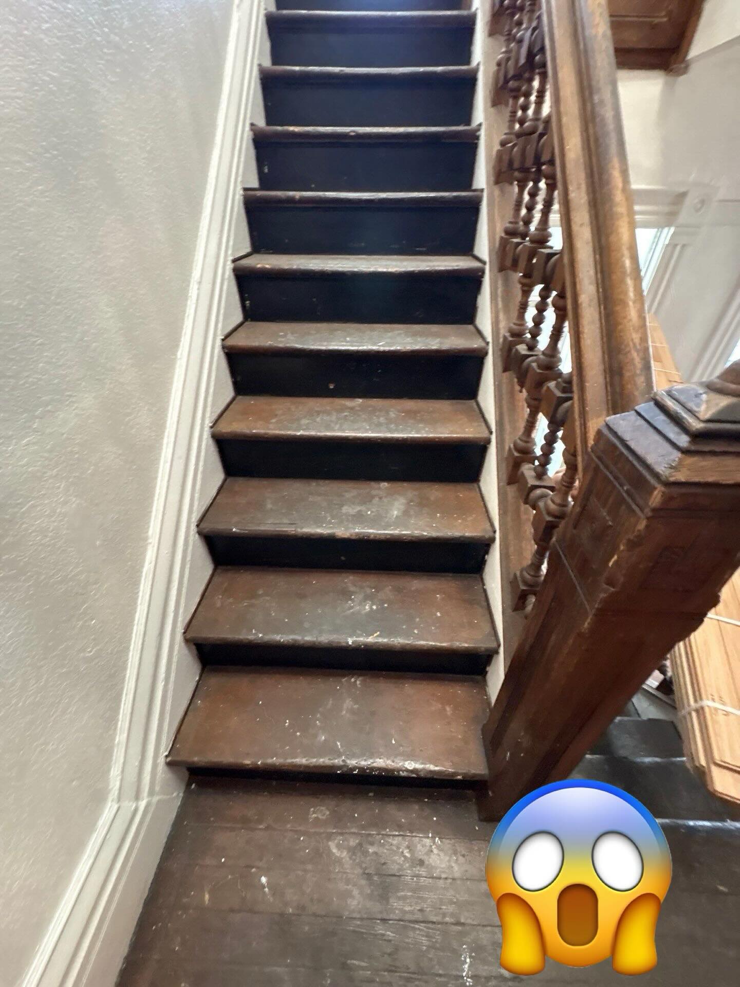 New Year New You!! Make 2026 magical by jazzing up your stair case with all new wood treads. Your stairs don&rsquo;t have to look like a Kansas City Chiefs fan this year. Bring them to life! Here we overlaid red oak treads over the top of this historic stair case and finished it with a durable oil polyurethane! 