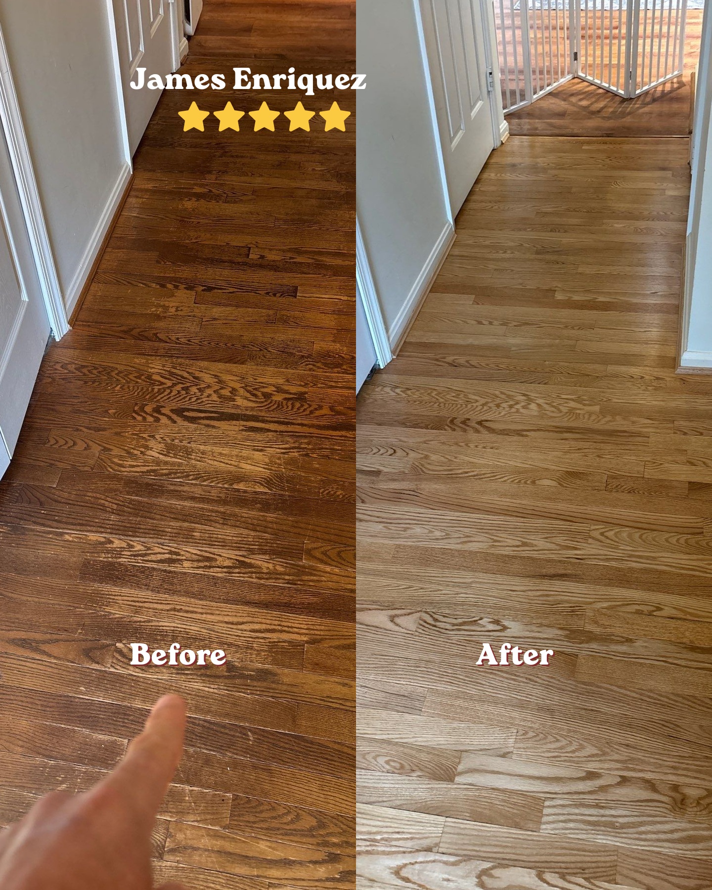 A happy customer just dropped us a 5-star review, and we couldn&rsquo;t be more grateful! This project was a hardwood floor that hadn&rsquo;t been treated in over 15 years&mdash;clearly well-loved from all the hustle and bustle of family life. You could see the wear, especially in spots where the finish had completely worn off, so it was the perfect candidate for a standard refinish.
We sanded down the top layer to bring the wood back to life, applied the customer&rsquo;s chosen stain color, and sealed it with three coats of water-based urethane in a clean semi-gloss finish. Footprints made sure every detail came out just right.

 If you&rsquo;re thinking about giving your floors a fresh start, this is your sign!

Click the link in our bio to visit our website and schedule a free estimate or to learn more.
https://tinyurl.com/ftprntsflrsfrfx

