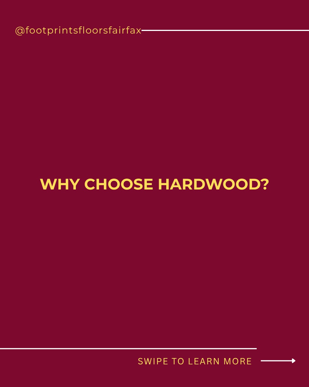 Why choose hardwood? 

Hardwood floors aren&rsquo;t just beautiful&mdash;they&rsquo;re built to last. They bring warmth, character, and timeless style to any home while adding value that can last for generations.

From their natural beauty to their durability and ability to be refinished over time, hardwood is an investment you can enjoy year after year.

Ready to give your home a timeless upgrade?
Choose hardwood. Choose quality. Choose Footprints Floors of Fairfax. 

Click the link to visit our website and schedule a free estimate or to learn more.
https://tinyurl.com/ftprntsflrsfrfx

