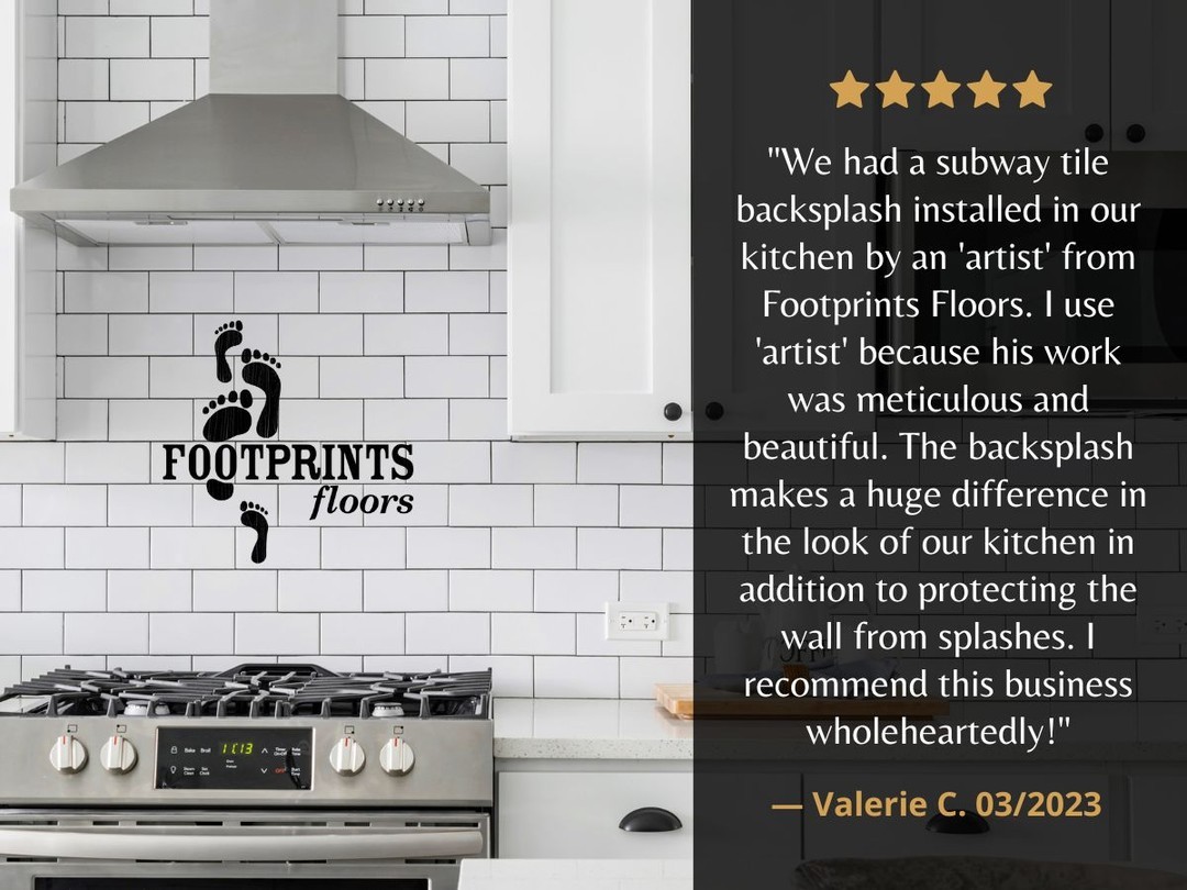 The tile professionals at Footprints Floors are skilled craftsmen who take pride in their work. Our clients even refer to them as artists. Beautiful tile work requires patience, careful preparation, an understanding of geometry, and confidence in the cutting machines and grout products. Thank you for the wonderful review, Ms. Valerie!