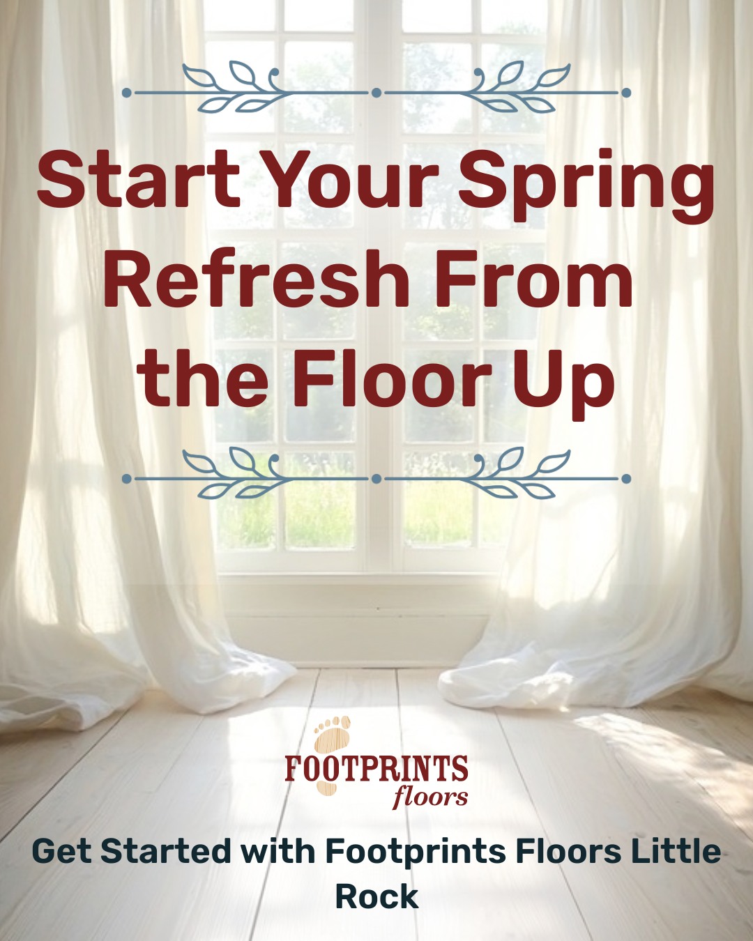 🌼Spring is the perfect time to refresh your home from the ground up 

As you tackle seasonal cleaning, don't forget to take a closer look at your floors. Scratches, dull finishes, and outdated material can diminish your home's beauty.

At Footprints Floors Little Rock, we can help homeowners with:

🌸 Refinishing worn hardwood
🌸 Replacing or updating stairs and trim
🌸 Installing new hardwood, tile, or stone flooring

Contact us today at 501-404-4255 for a free estimate!

