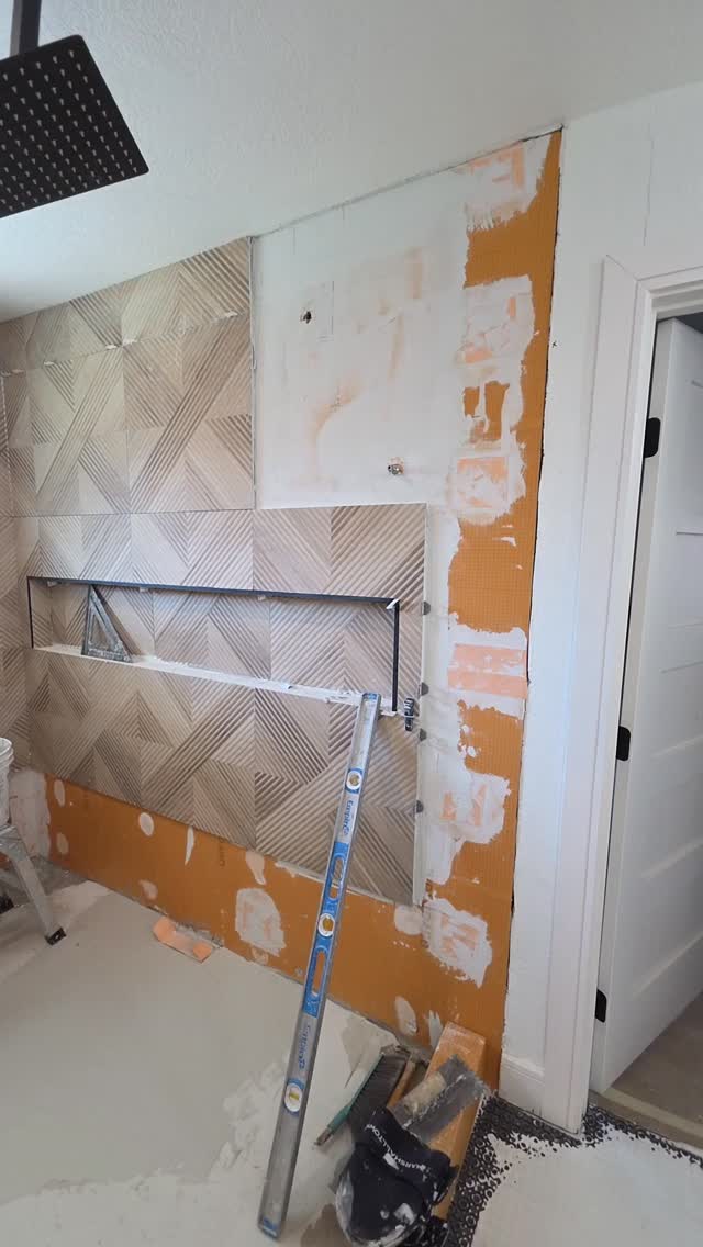 Rebuilding a wetroom and heated floor that a flipper did badly.  Were doing it right...great tile from @thetileshop waterproofing from @schlutersystemsna