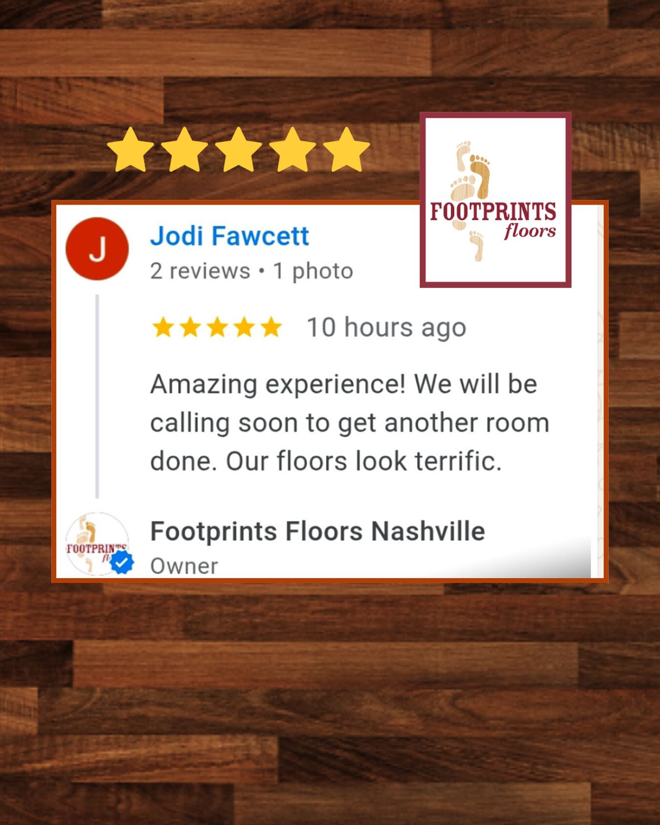 Another happy returning customer!! Our family-owned business has become a trusted name in flooring installation and restoration for hundreds of homeowners.  