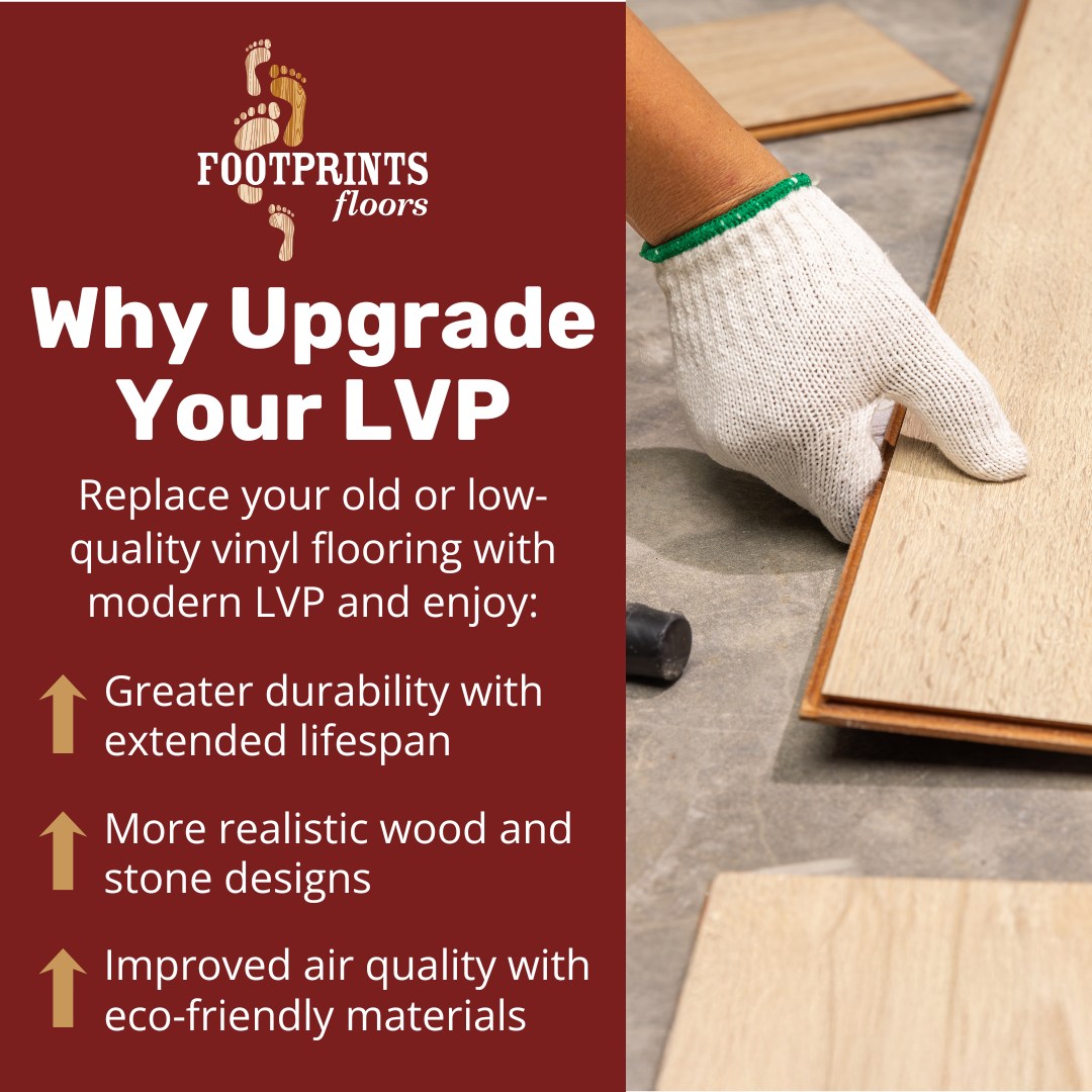 Are you living with old or low-quality vinyl floors that are starting to show signs of wear? 

Today's high-quality luxury vinyl plank offers major improvements, including:

✔️ Better durability - Modern LVP can last 15&ndash;25 years with proper care.
✔️ More realistic - Wood and stone textures look and feel better than ever.
✔️ Improved air quality - Many new products are low-VOC (volatile organic compounds) and eco-friendly.

At Footprints Floors Nashville, we'll connect you with trusted suppliers and offer expert guidance to help you find the perfect LVP flooring for your space, style, and budget.

🗓️ Schedule your free estimate today at https://footprintsfloors.com/nashville!

