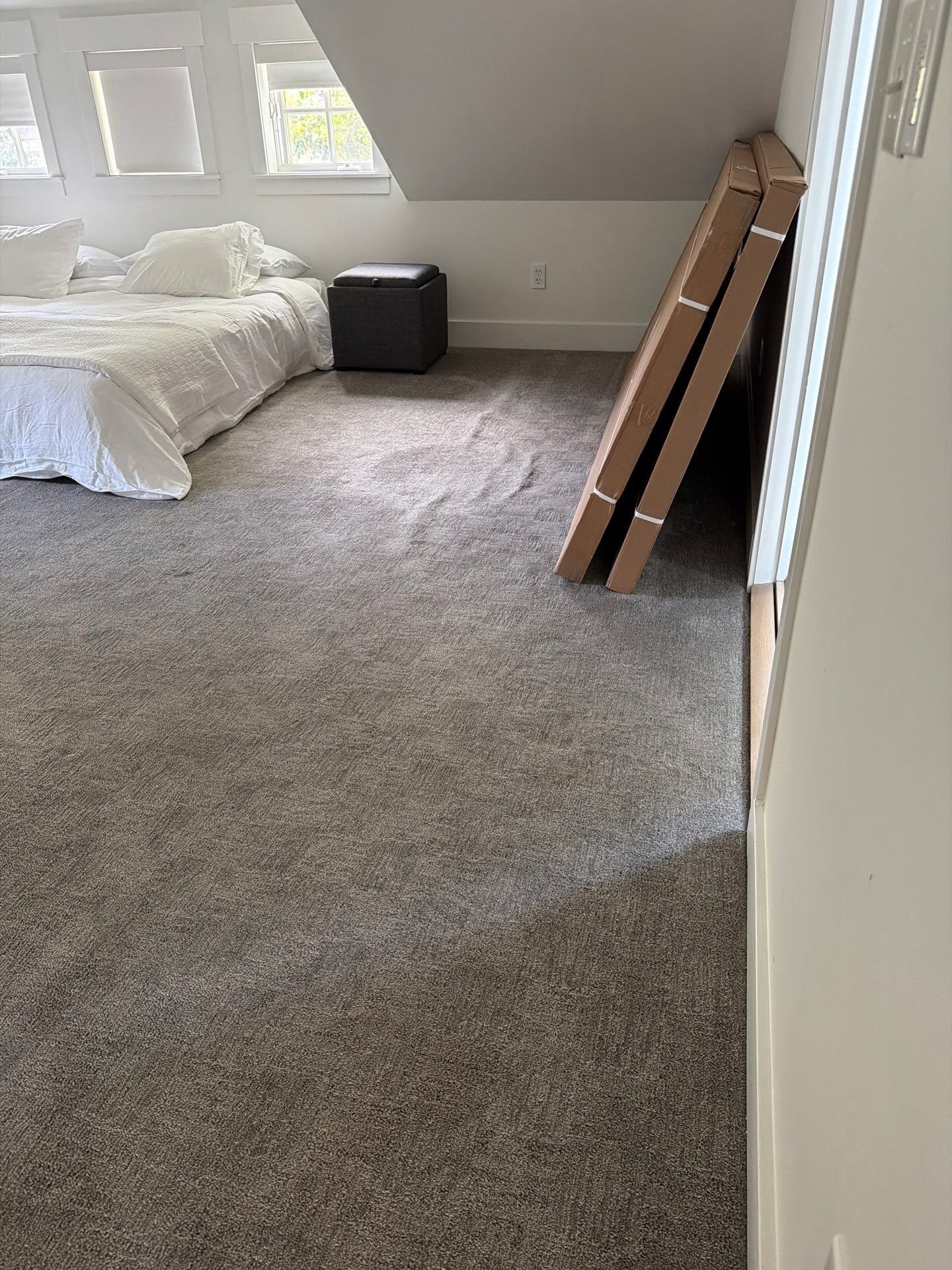 From carpet to character. ✨
This warm wood-look laminate instantly gives the space a more elevated, grounded feel&mdash;bringing texture, movement, and personality to the room while making it feel brighter and more intentional. The natural variation in the planks adds just the right amount of character without overwhelming the space.

A simple flooring upgrade, but a big transformation in how the room feels.