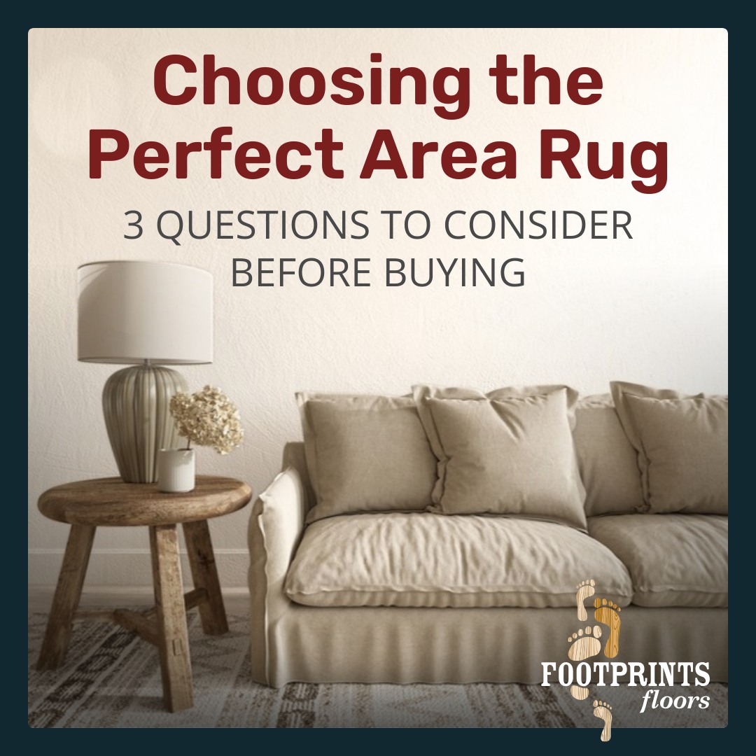 Rugs can elevate your living space, but choosing the right one can feel tricky if you're not sure where to start.

While shopping, ask yourself these questions:

❓Is this rug big enough?
If your rug doesn't reach under the front legs of your sofa and chairs, it's likely too small.

❓Does this rug compete with my furniture?
If your furniture is bold, keep the rug subtle. If your space is neutral, a rug with a soft pattern or texture can add more depth.

❓Do I like the material of this rug?
The right material matters. Natural fibers and soft, durable weaves tend to look more high-end and feel better underfoot.

Every great rug needs exceptional floors beneath it. Get expertly installed flooring and advice from Footprints Floors Omaha today!

