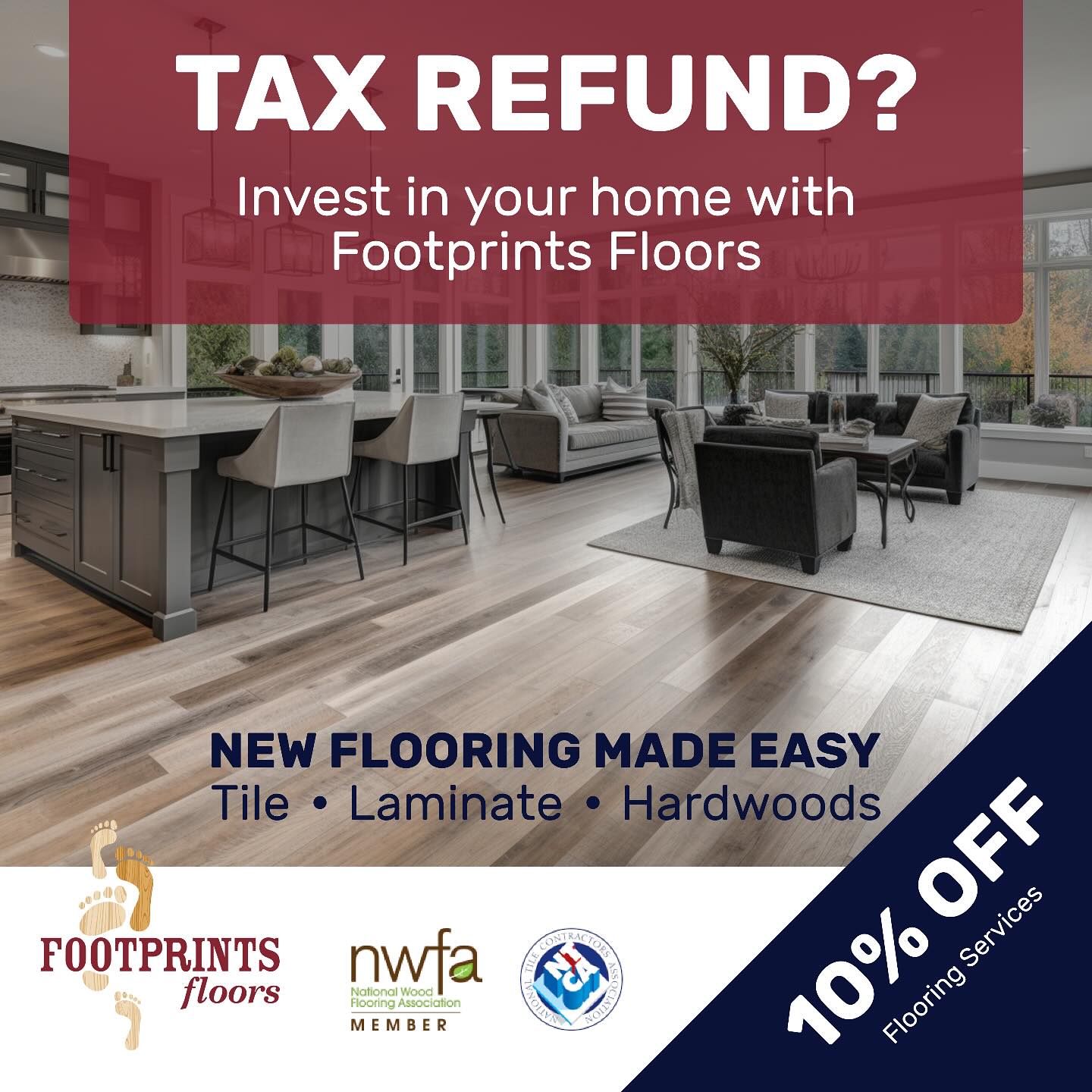 Book your flooring project by the end of the month and get 10% off.
Fresh floors, expert install, and a deal that makes your refund go the extra mile. Let&rsquo;s upgrade your space!