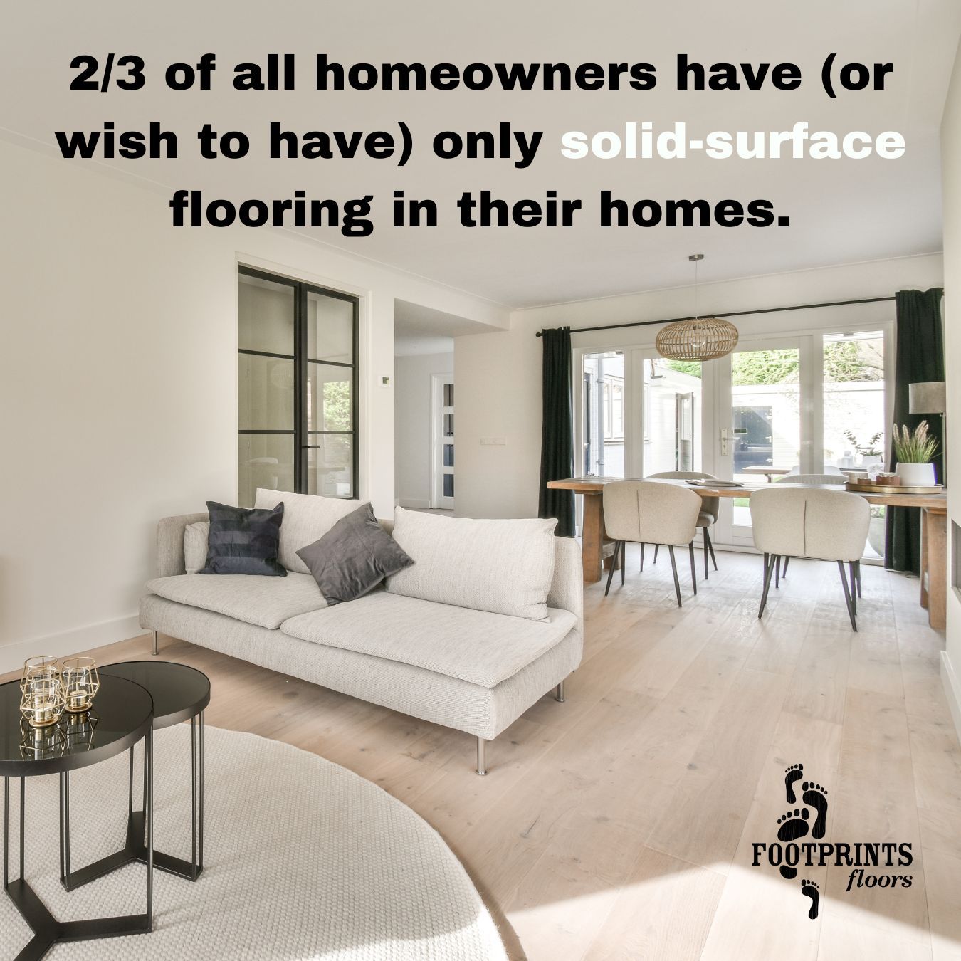 Whether you're buying, selling, renovating, or simply maintaining your home, do it with an understanding that the vast majority of people strongly prefer non-carpeted flooring. Not only does solid-surface flooring minimize allergens, but it also looks incredible!
Interested in replacing your existing carpet with hardwood, LVP, or engineered hardwood? Give Footprints Floors Roseville / Folsom a call today for an estimate. 916-655-0422

