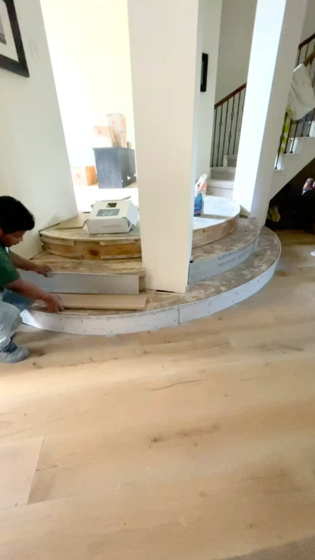 Custom staircase to finish out this big project, we installed tile risers and created the treads out of solid white oak hardwood. Call us today for your free estimate (210) 940-3008 