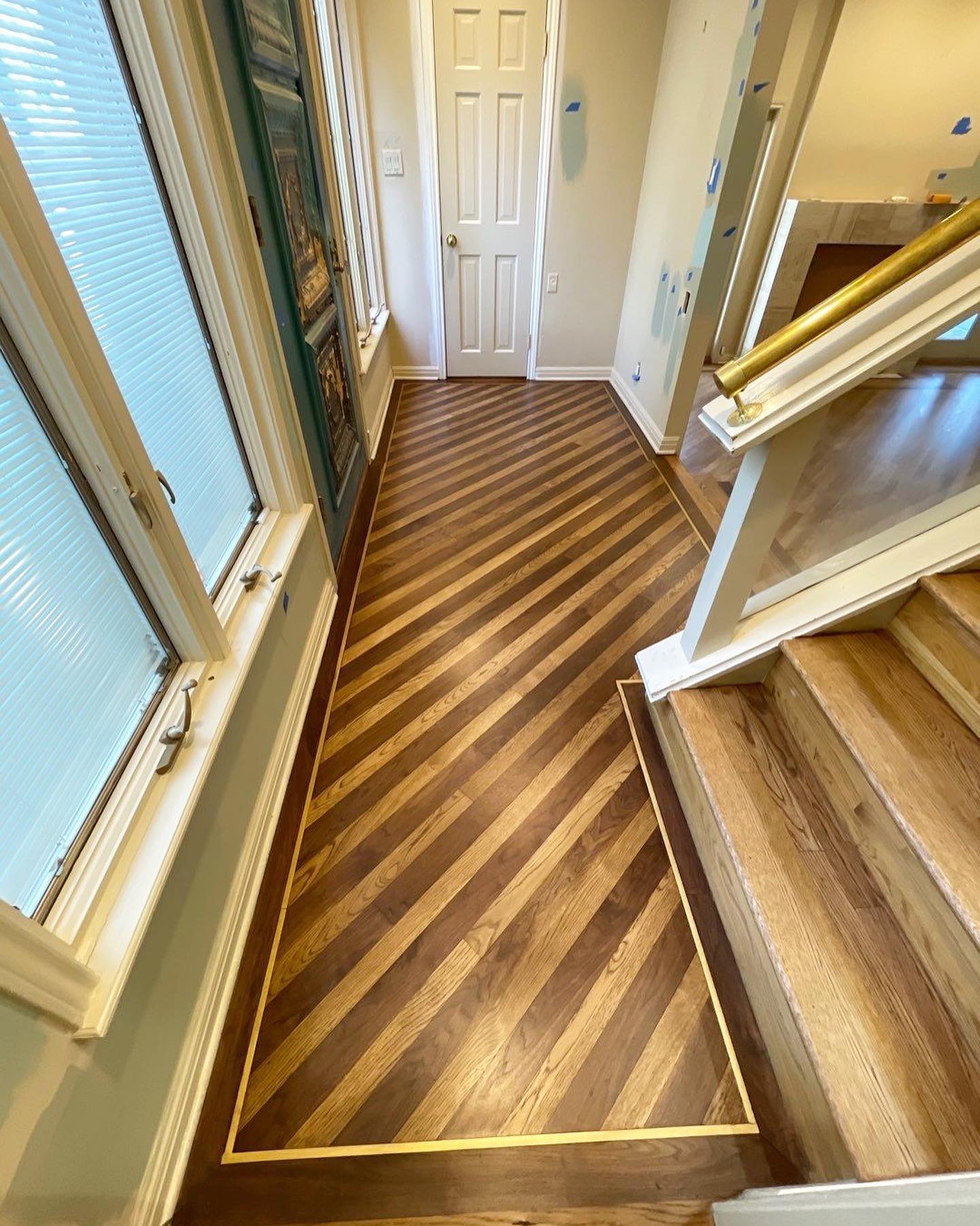 Check out this amazing floor we just sanded, stained and finished. If you have hardwood floors, and they are starting to look old give us a call so we can make them look just like this. (210)940-3008 