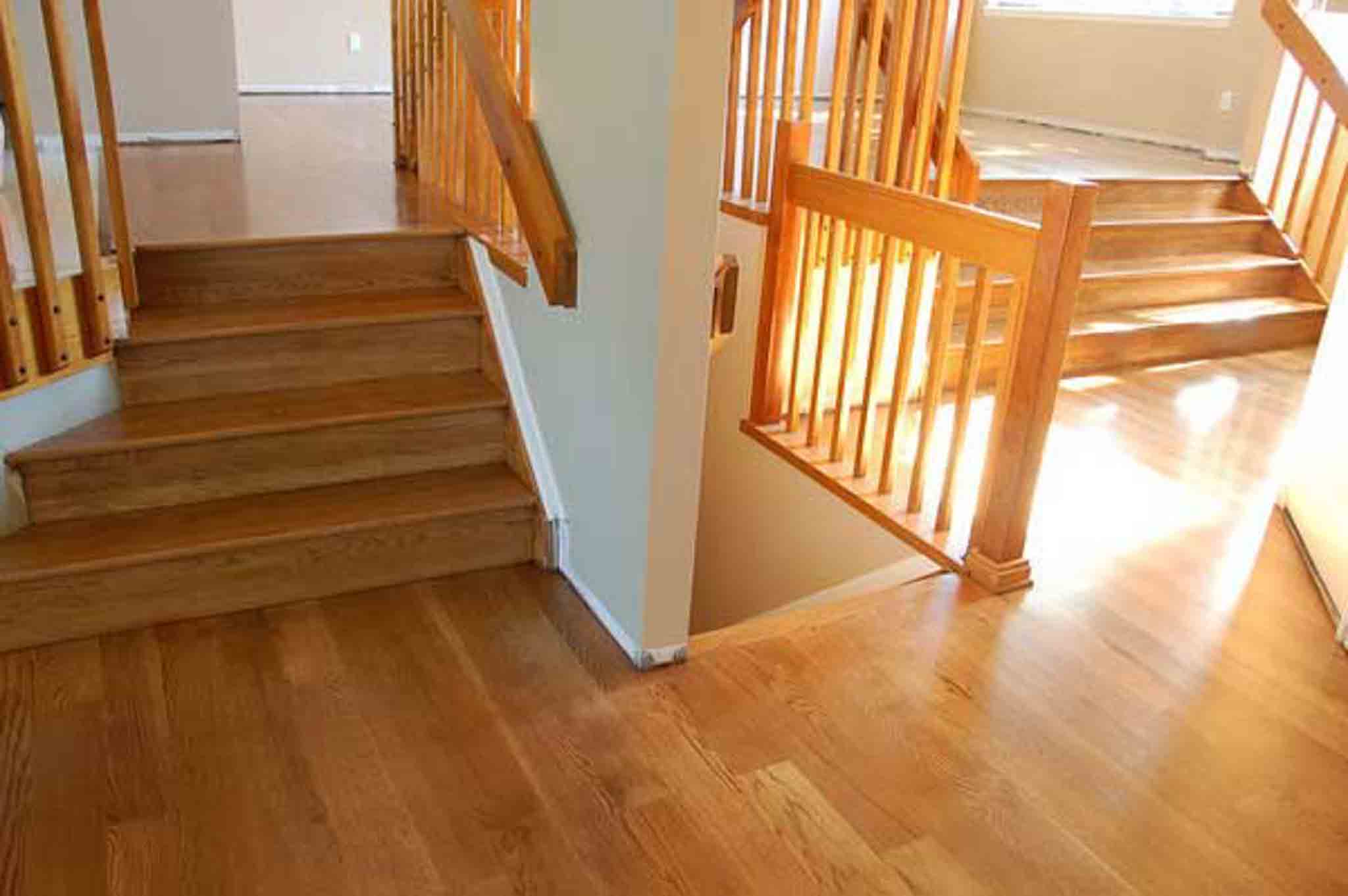 Light brown stairs, wood installed by Footprints Floors South Sacramento.