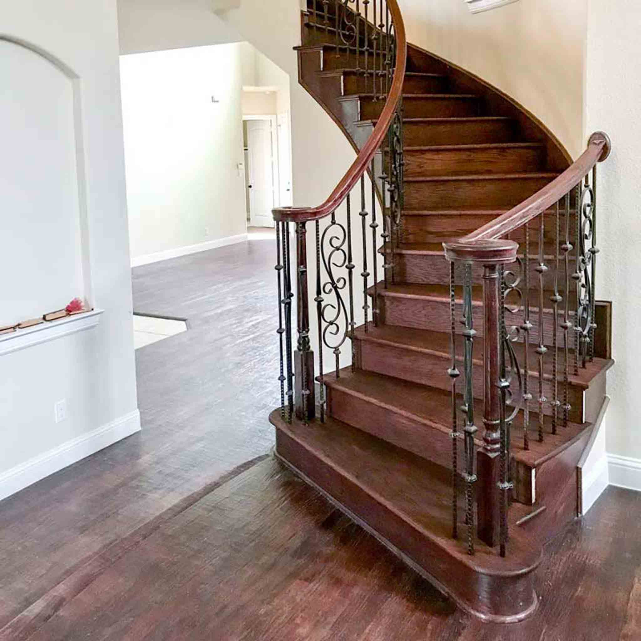 Dark wooden stairs, installed by Footprints Floors South Sacramento.
