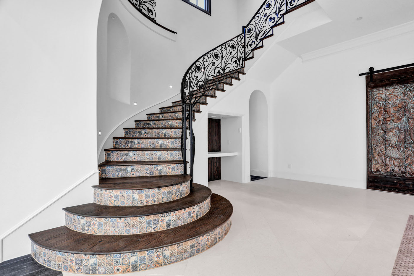 A picture of San José wood stairs installed by Footprints Floors.