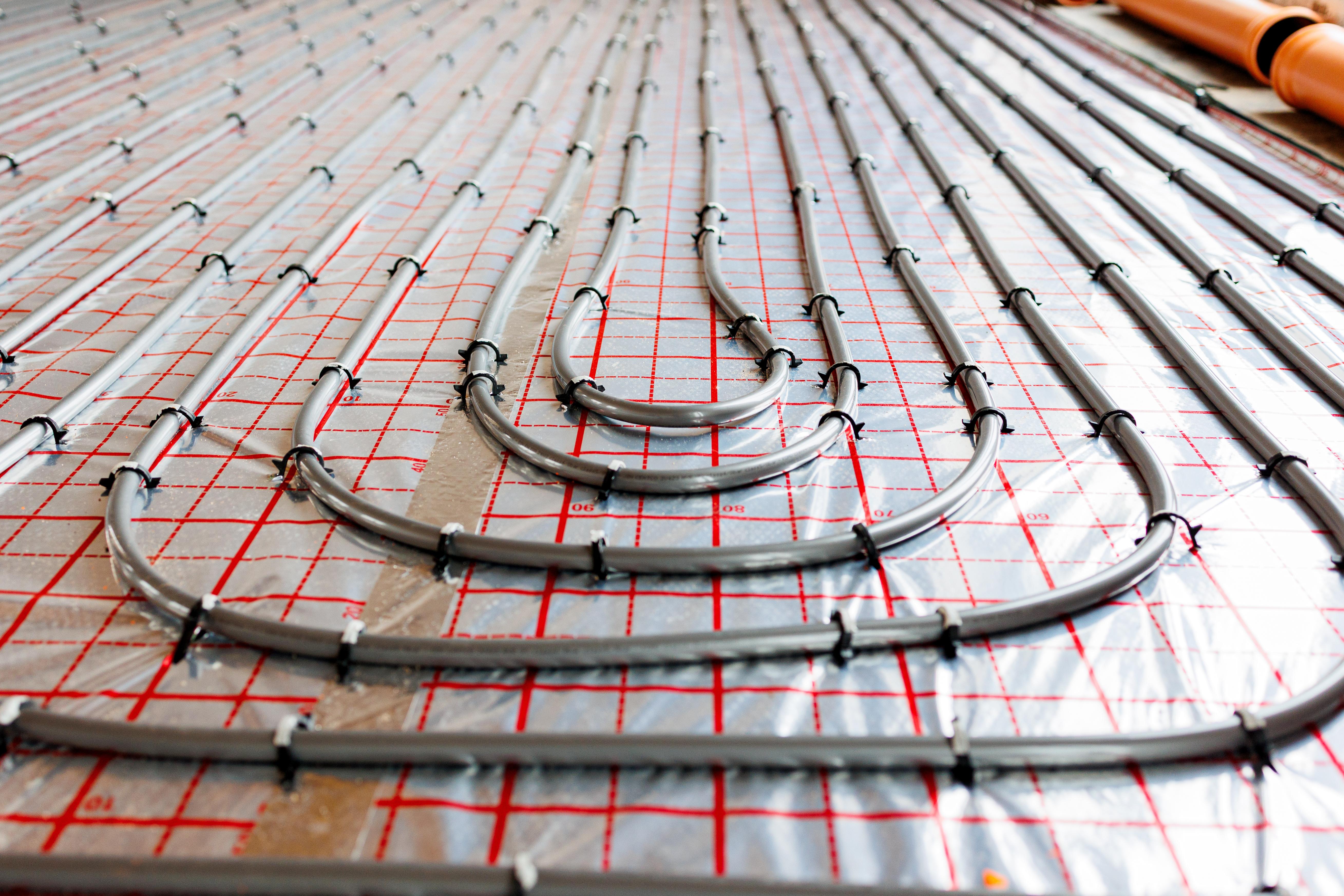An image of a radiant heating floor system - installed by Footprints Floors heated flooring installers in Phoenix, AZ.