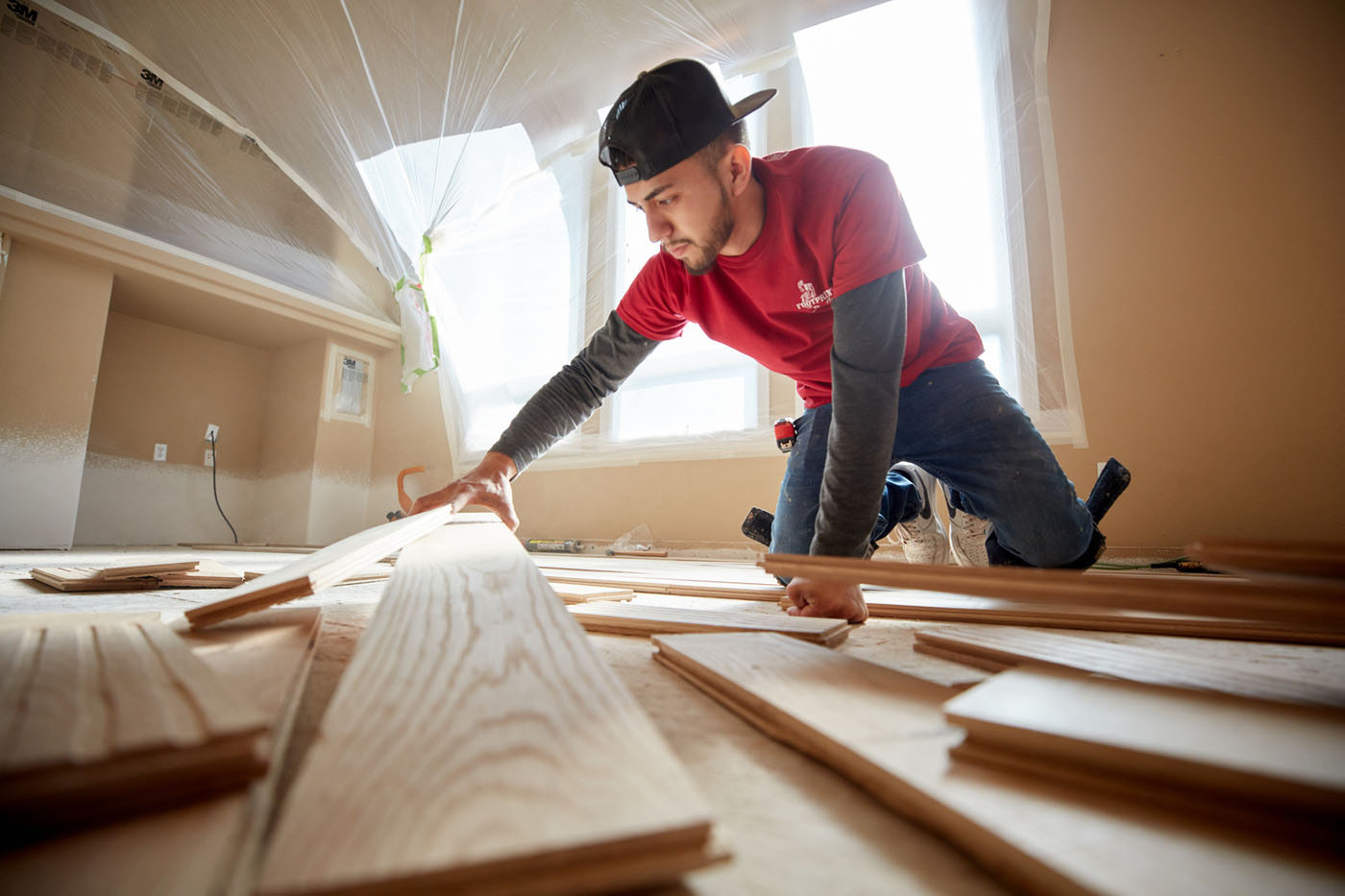 An image of one of Footprints Floors professional wood floor installers in Woodstock, GA.